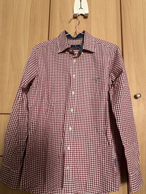 Navy & Green Cotton Shirt small, like new, red and white checkered