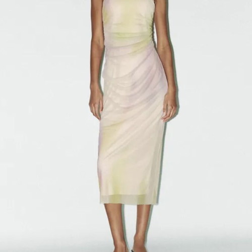 Zara wedding guest dress like new, colorful pastel shades