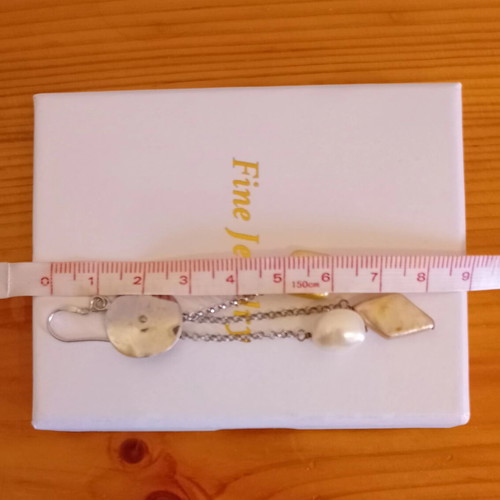 Handmade silver 925 dangling earrings with natural pearls like new