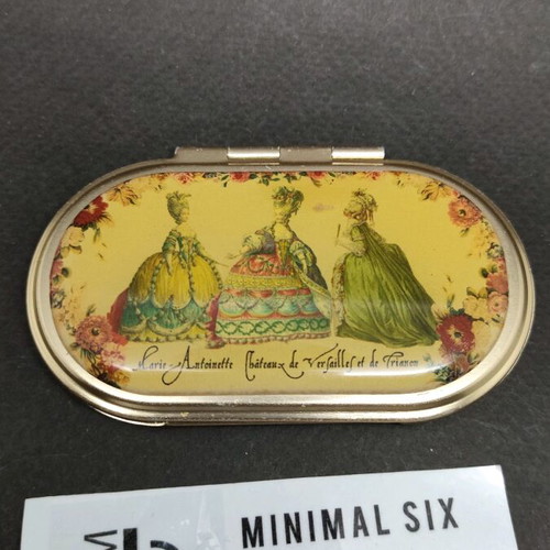 Vintage compact mirror used with Marie Antoinette illustration