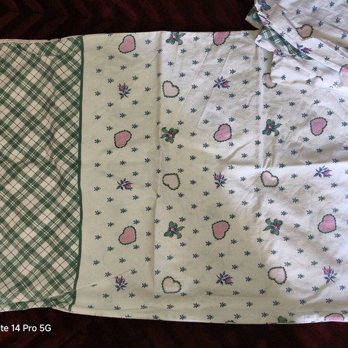 Pillow cases set of 2 new with green check and heart pattern