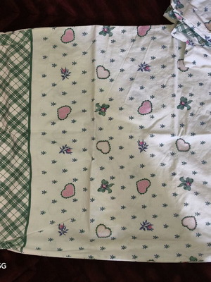 Pillow cases set of 2 new with green check and heart pattern