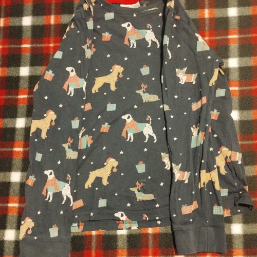 Children's pajama used with Christmas design blue