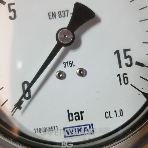 Wika en 837-1 cl 1.0 pressure gauge 0-16 bar stainless steel like new