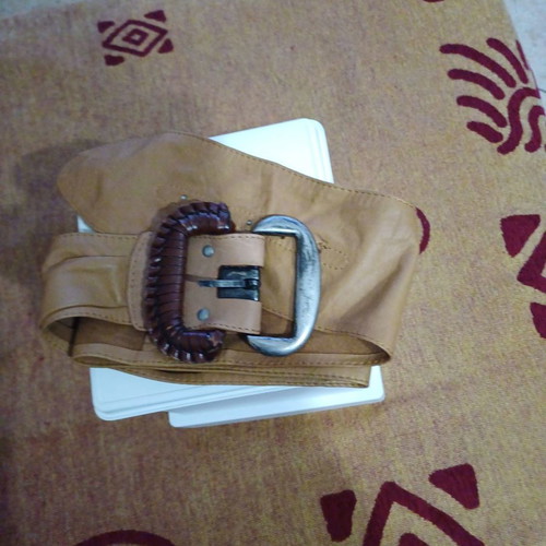 Women’s suede belt used, light brown, brand Bettina