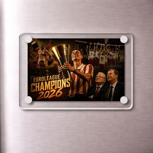 Ακρυλικό μαγνητάκι Euroleague Champions 2026 Ολυμπιακός καινούργιο