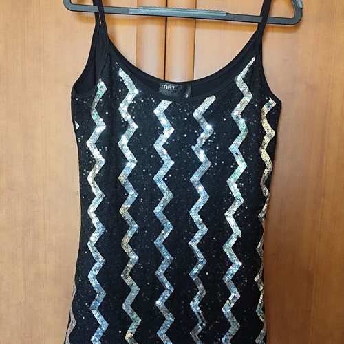 Mat Black Top with Silver Sequins New, Size XXL