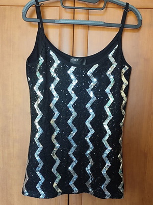 Mat Black Top with Silver Sequins New, Size XXL