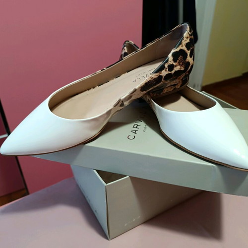 Kurt Geiger ballerinas like new, leopard print with pointed white toe