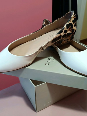 Kurt Geiger ballerinas like new, leopard print with pointed white toe