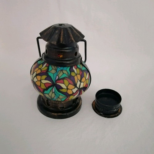 Brass hanging lantern vintage with mosaic designs like new