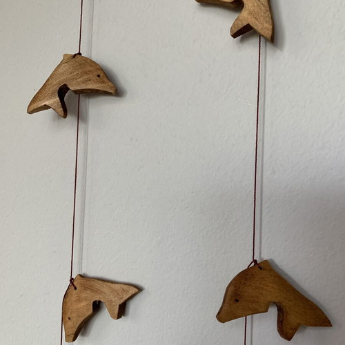 Mobile with 30 Wooden Dolphins New Wall Decoration