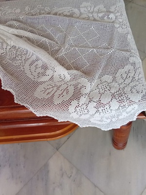 Large handmade crochet table runner, 70cm x 1.5m