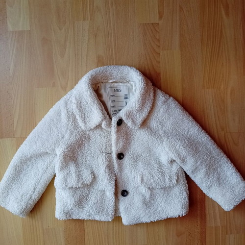 Marks & Spencer Girls' Bouclé Jacket 5 Years 110 cm Like New White