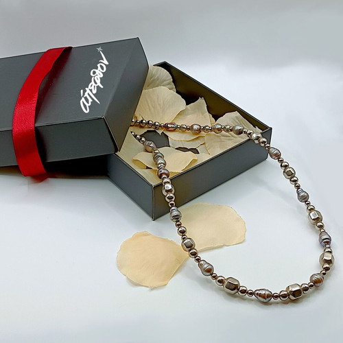 Moonlight Pearls silver 925 necklace with gray pearls new