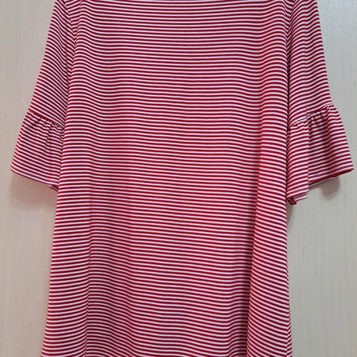 Women's red and white V-neck blouse size L new, cotton
