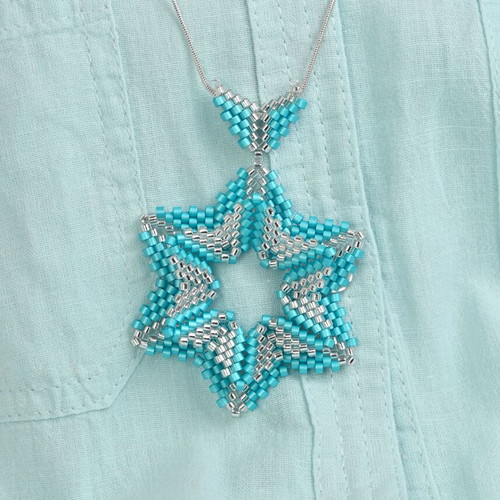 Star necklace custom made in turquoise and silver