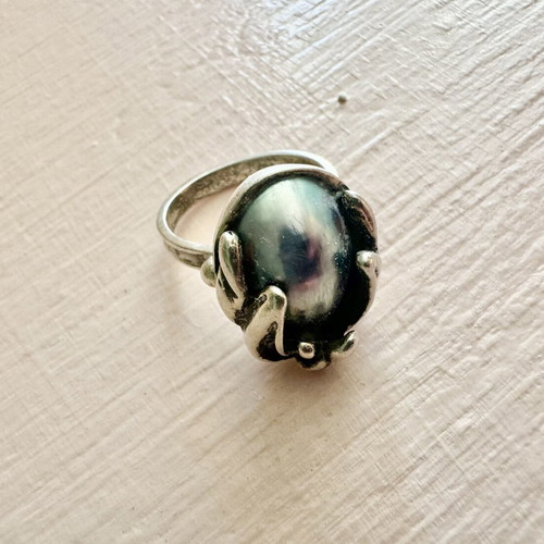 925 Silver Ring with Natural Nautilus Shell Vintage, Like New