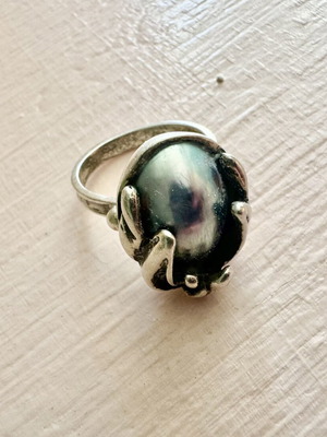 925 Silver Ring with Natural Nautilus Shell Vintage, Like New