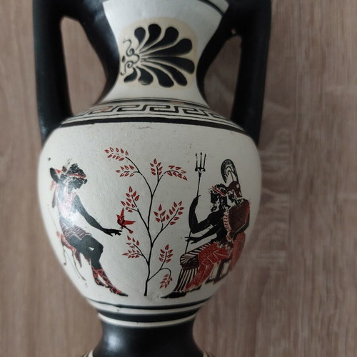 Handmade ceramic decorative vase 15 cm vintage 1980s made in Greece
