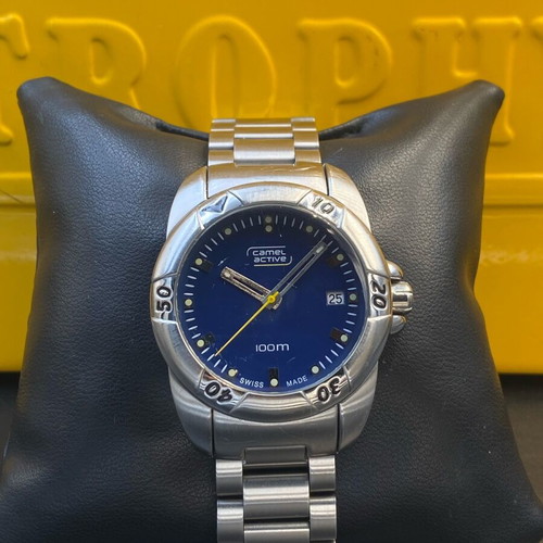 Camel Active Swiss Made men's wristwatch, blue dial, 100m water resistant