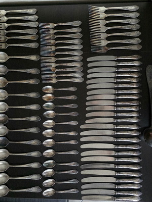 Vintage Melchior Cutlery Set 73 Pieces Used, Soviet Era 50-60s