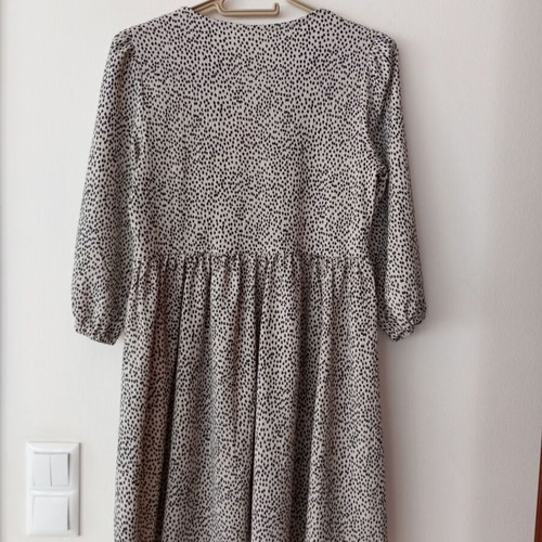 Pepco Mini Babydoll Dress XS, beige with black dots