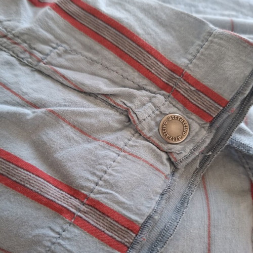 Attrattivo summer shirt used, blue with red stripes and hood
