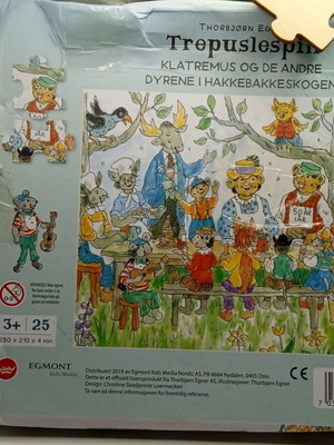 Ξύλινο παζλ Puzzle "Klatremus og de andre dyrene i Hakkebakkeskogen" 25 κμτ. σαν καινούργιο