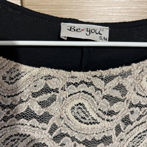 Be You beige short fitted dress with lace and back opening like new