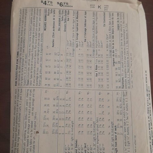 Simplicity vintage pattern unused with English instructions