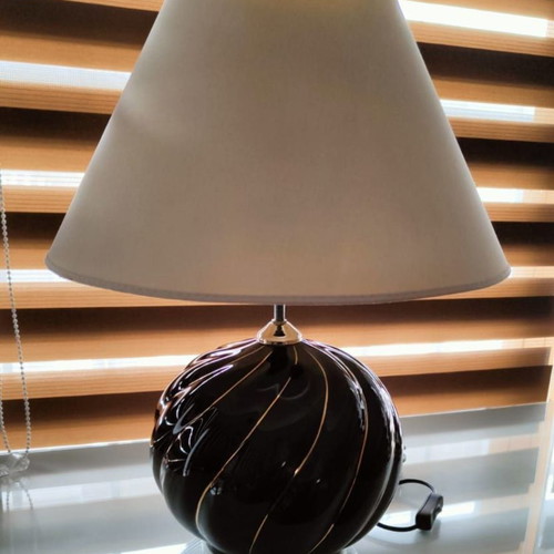 Vintage Italian ceramic table lamp used with gold lines
