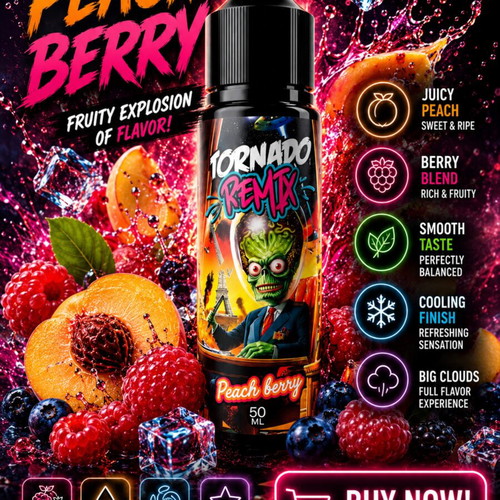 Tornado Remix Peach Berry 50ml e-liquid new