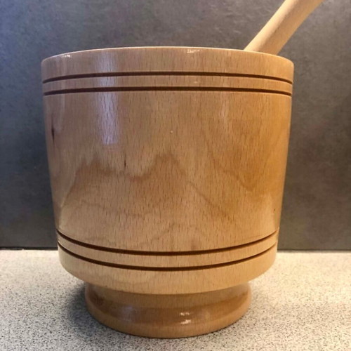 Wooden Mortar and Pestle new with lacquer finish