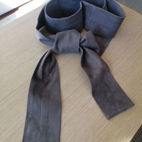Genuine suede leather belt new, gray, adjustable