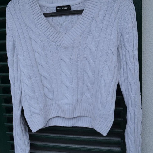 Tally Weijl white cable knit crop sweater size M used