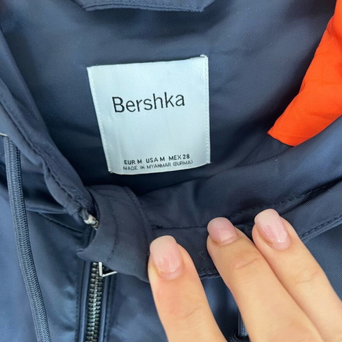 Bershka sleeveless vest with hood, new, size M, blue with orange details