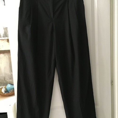 Ganni Drapey Melange Pleat Pants, black, sizes M/L