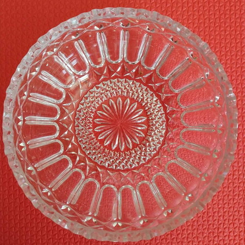 Glass carved fruit bowl used, vintage style