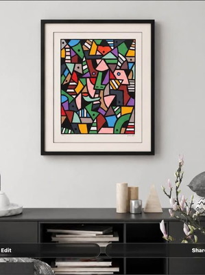 J Rosa Neo-Cubist signed print 64x50 cm