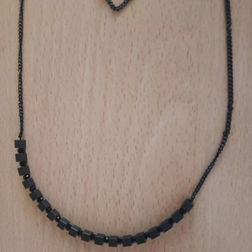 Long black handmade necklace used