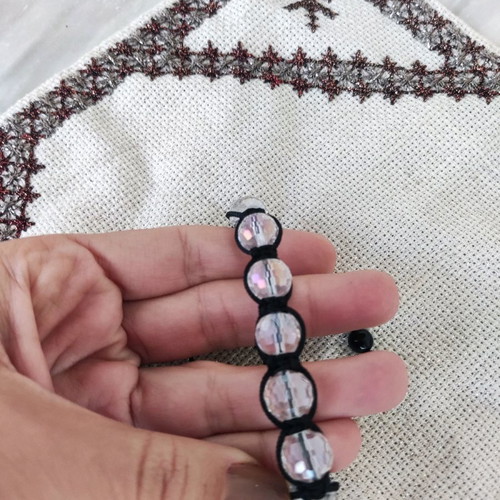 Macrame bracelet new with Swarovski crystals black and white
