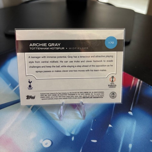 2024-25 Topps Chrome UEFA Archie Gray RC Pink Lava Refractor card like new