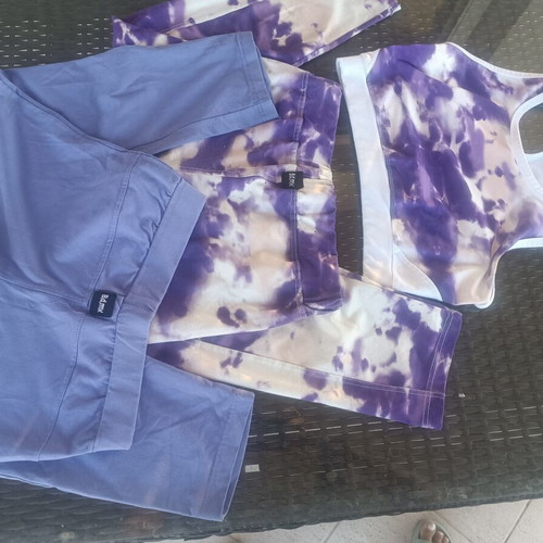 Body Move sports set 3 pieces like new, size 10-12 years, purple tie-dye