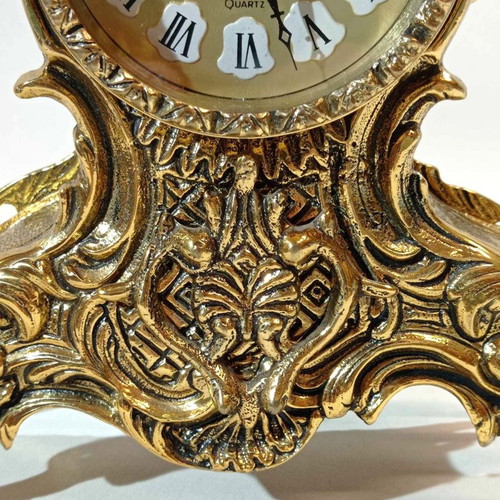 Large brass ornate Quartz clock used