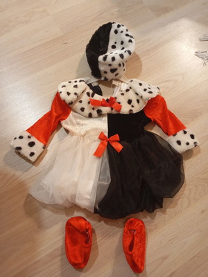 Cruella carnival costume for 6-12 months, size 74 cm, like new