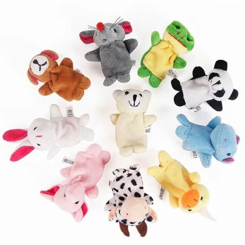 Puppet theater with 10 plush finger animals new, unused