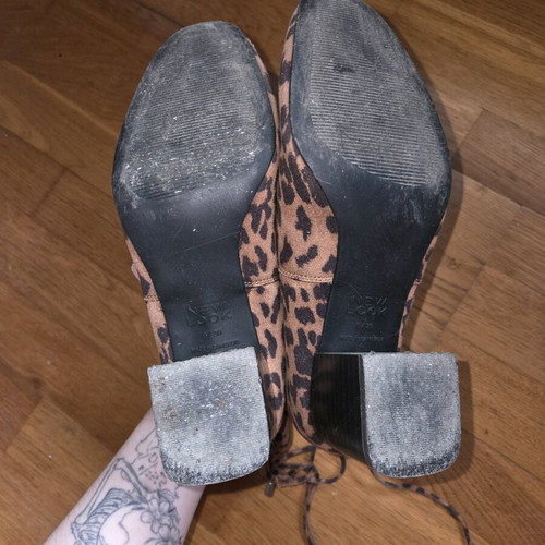 New Look sock boots with leopard print block heel size 39 used