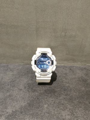 Casio G-Shock GD-110-7JF white watch used with worn case and strap
