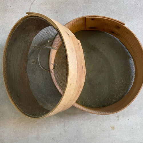Old handmade sieves used, 1930s era, set of 2